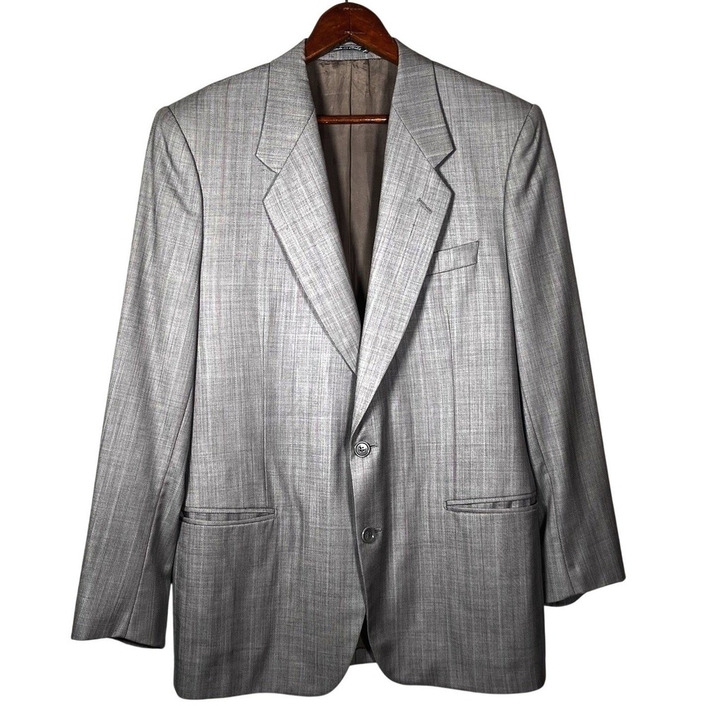 Lubiam Grey Wool Blazer 40R IT 50 Italy 2 Button Ventless Sport Coat